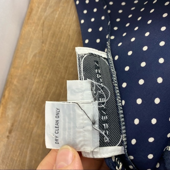 Adrienne Vittadini navy & white polka dot sleeveless wide leg jumpsuit - Picture 4 of 10